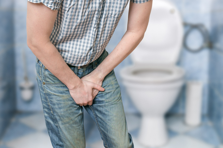 Man with prostate problem. Incontinence concept.